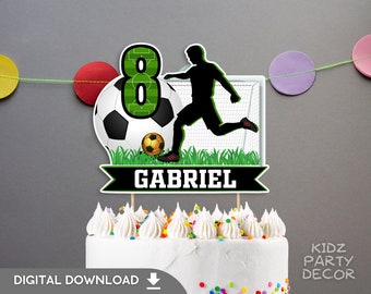 Boy SOCCER Birthday Cake Topper | Soccer party decor, | Personalized Custom Birthday Cake Topper | Boys football cake topper | DIGITAL FILE