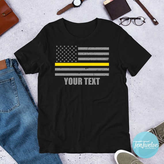 American Flag 911 Dispatcher T-Shirt Gold Line Usa Flag American Flag 911 Dispatcher T-Shirt Gold Line Usa Flag