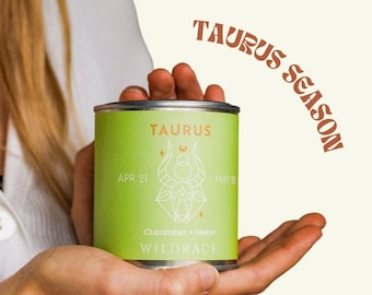 TAURUS, Zodiac candle, Zodiac gifts, Cucumber candle, Green candle, Star signs, Constellation gifts, Element candle, Horoscope candle