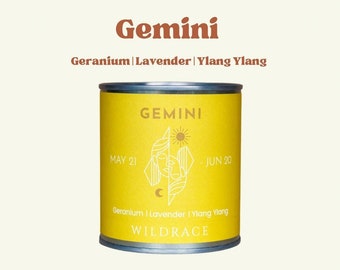 GEMINI, Zodiac candle, Zodiac gifts, gemini gift, essential oils, witchy decor, Constellation gifts, witchy gifts, yellow home decor