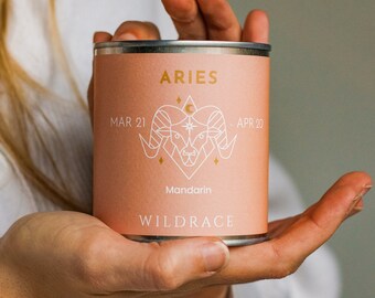 ARIES, Zodiac candle, Zodiac gifts, orange decor, essential oils, Star signs, Constellation gifts, zodiac candles, horoscope candle