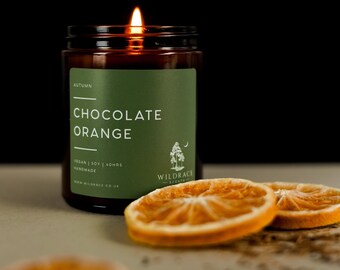 Chocolate orange, scented candle, home decor, luxury candle, chocolate, orange, apothecary candle, terrys chocolate orange, sage green