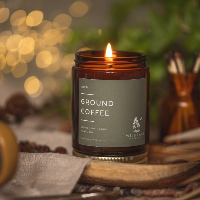Ground coffee, coffee candle, fresh candle, coffee shop candle, home decor, minimal candle, cafe candle, cafe vibes, coffee beans image 1