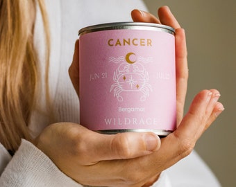 CANCER Horoscope candle, Zodiac candle, Zodiac gifts, Bergamot candle, Candle, Witchy decor, Constellation gifts, Pink decor, Witchy gifts