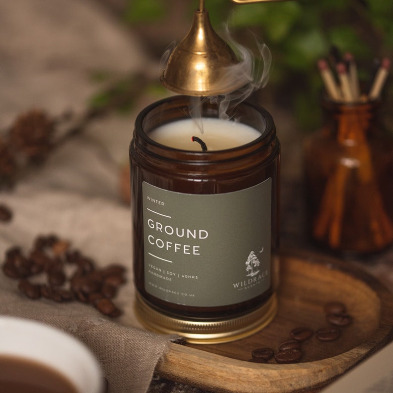 Ground coffee, coffee candle, fresh candle, coffee shop candle, home decor, minimal candle, cafe candle, cafe vibes, coffee beans image 4