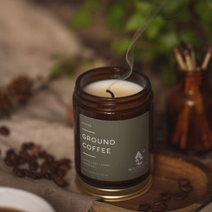 Ground coffee, coffee candle, fresh candle, coffee shop candle, home decor, minimal candle, cafe candle, cafe vibes, coffee beans image 3