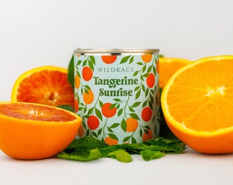 Garden party soy scented candles, Dinner party decor, scented candles, dinner party ideas, table decorations, handmade tin candle, orange