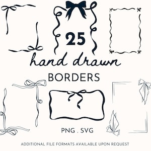 25 Hand Drawn Border Illustrations - Digital Download | Border Line Drawings | SVG PNG Illustrations | Border Clipart | Border Frames