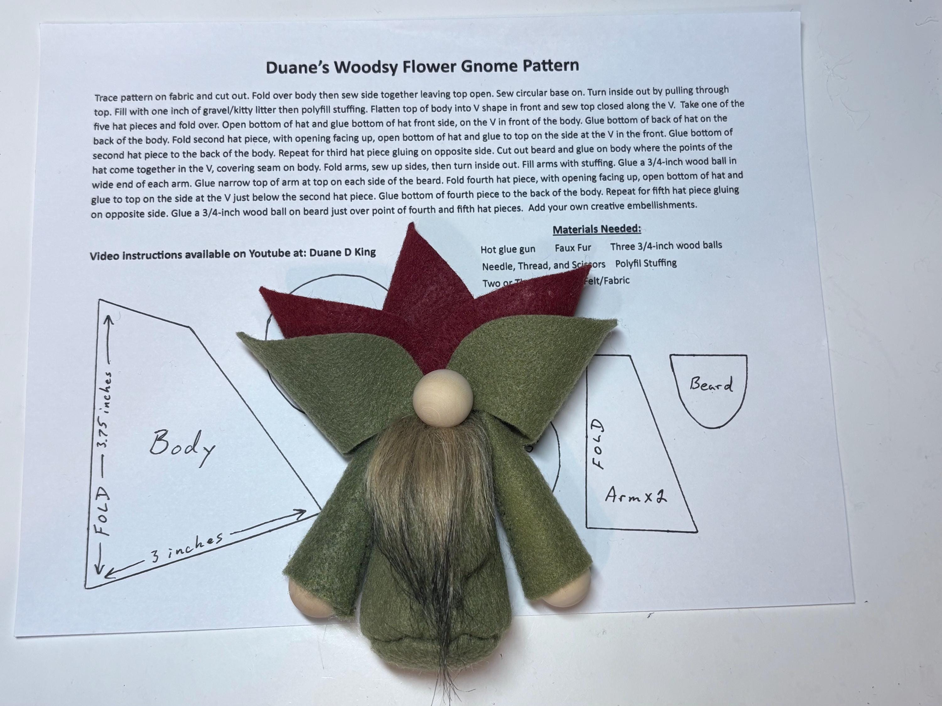 Woodsy Flower Gnome Pattern Digital Download