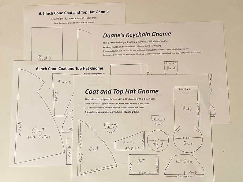 Coat and Top Hat Gnome Cone Patterns - Etsy