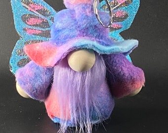 Purple, Pink, and Blue Winged Fairy Gnome