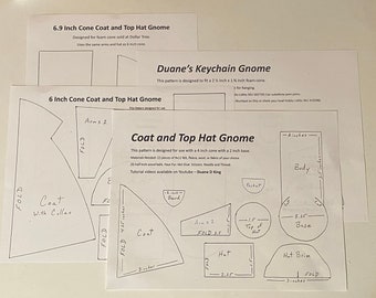 Coat and Top Hat Gnome Cone Patterns Digital Download