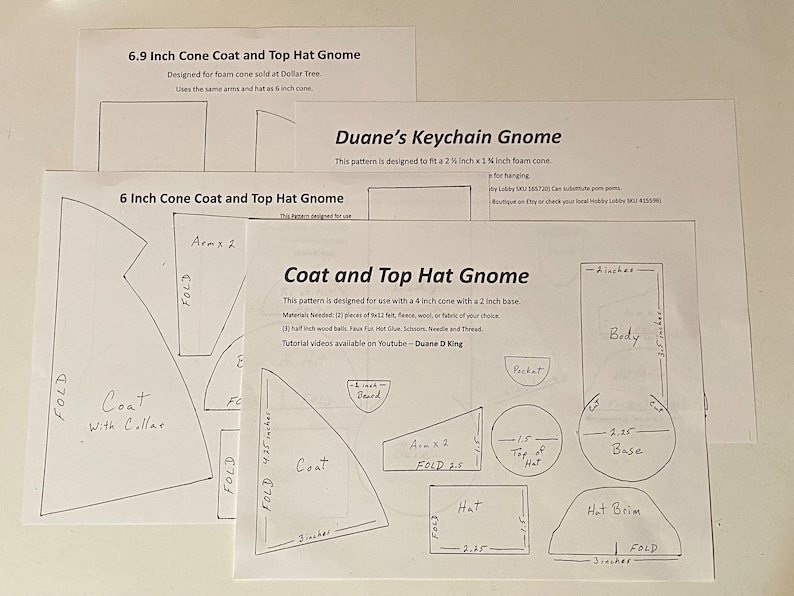 Coat and Top Hat Gnome Cone Patterns Digital Download image 1