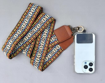 Wide Phone Lanyard Strap, 2 hooks, universal iPhone, Samsung, Google Phone