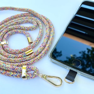 Adjustable Phone Necklace, Crossbody Lanyard with Gold Detail