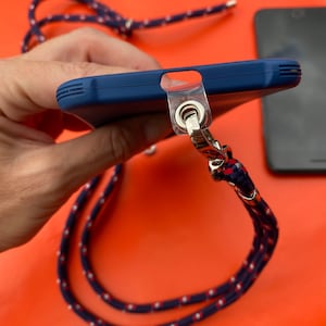Crossbody Phone Lanyard, Universal for all phone models, Phone Necklace, Phone Strap - Patriotic Blue/Red/White USA