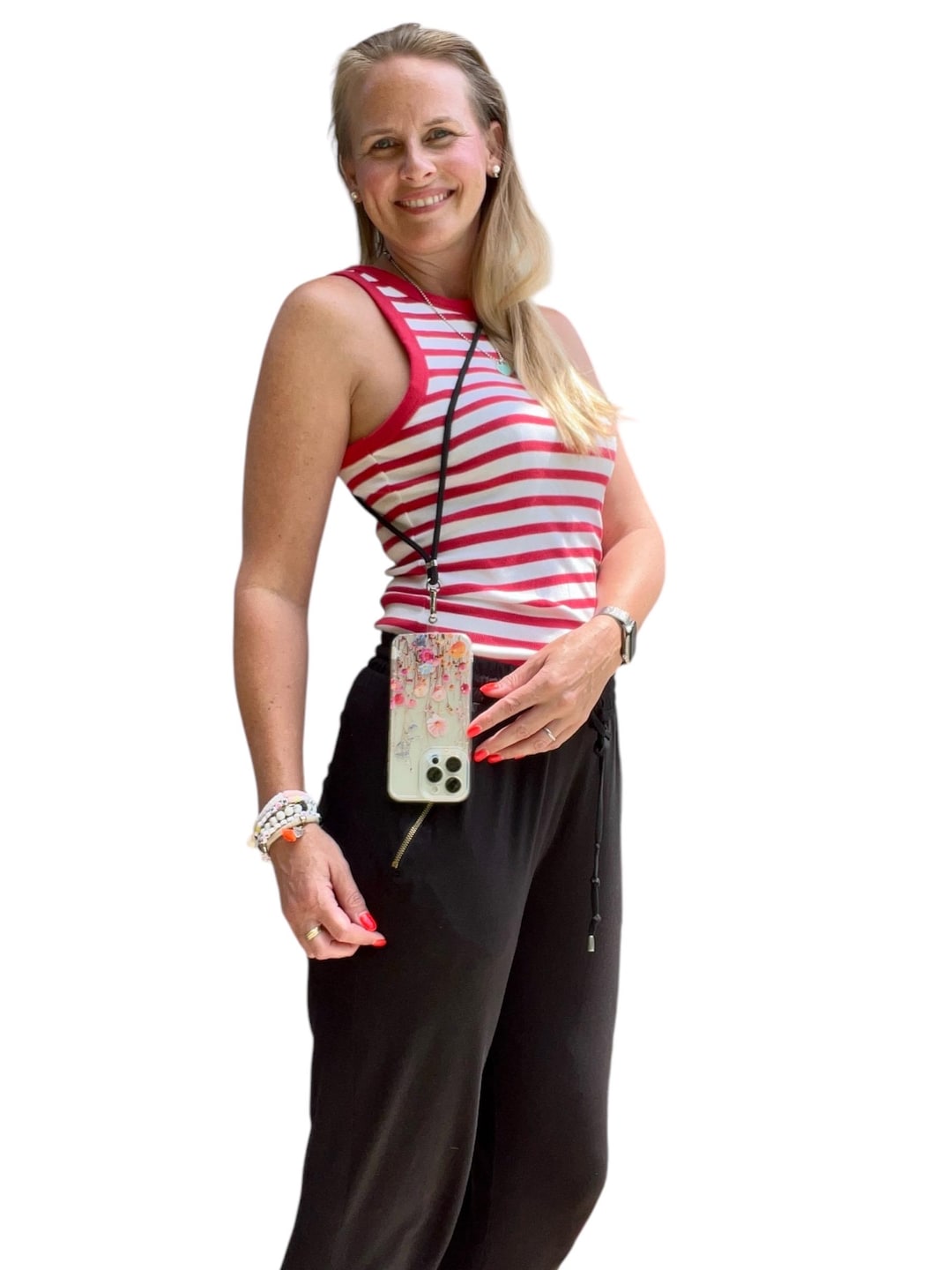 Black Universal Cell Phone Lanyard - Adjustable & Versatile