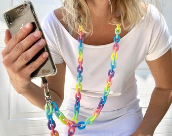 Candy Color Phone Chain/Phone Cord/Phone Leash/Crossbody Phone Chain/Cellphone Strap/Universal/Neck Lanyard/Gift for Her