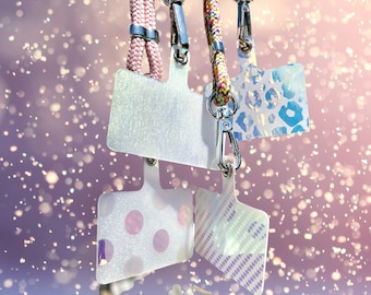 Connector Card for Phone Lanyard, Holographic, Phone Strap Patch, Phone Lanyard Holder, Phone Necklace Tether, Cell Phone Patch, Phone Patch