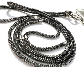 Gray/Black Sparkling - Universal Cell Phone Lanyard With Adjustable Shoulder Strap, High Quality Crossbody Phone Necklace