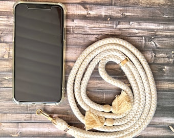 Cordón para teléfono de inspiración bohemia: adopta un estilo de espíritu libre (beige)