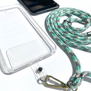 Lanyard for all phone models, Mint/Gray Phone Chain, Samsung and iPhone Strap Necklace, crossbody phone strap