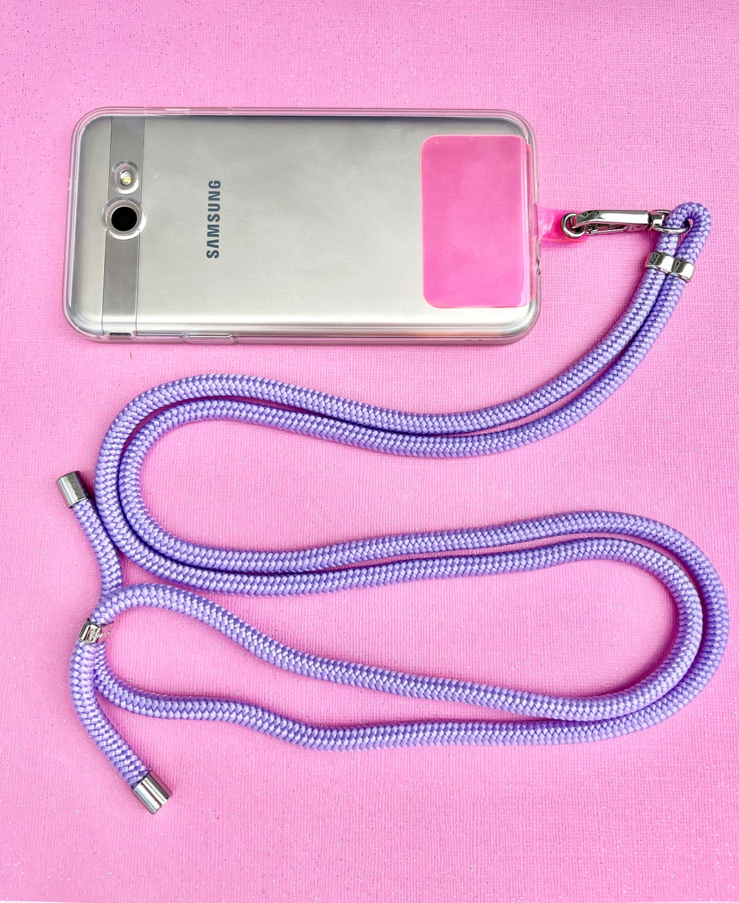 Vauki Cordino per Cellulare Telefono Universale Tracolla Regolabile Collana Collo Nylon Catena Laccio per Cellulare e Patch Telefono per Maggior Parte Smartphone IPhone Samsung Huawei Xiaomi, Viola 01