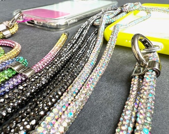 Sparkling Universal Cell Phone Lanyard With Adjustable Shoulder Strap, Crossbody Phone Necklace