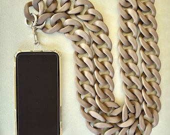 Rubber Coated Chain Phone Strap – Universal Fit, Crossbody Lanyard