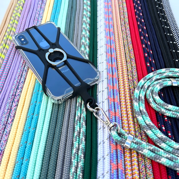 Silicon Phone Holder with Finger Ring, Cell Phone Case Holder, Universal Phone Necklace, Colorful Lanyards, Mobile Phone Stand, High Quality