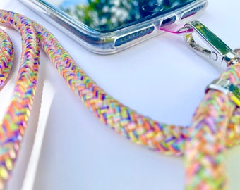 Colorful Confetti Phone Lanyard – Adjustable Crossbody Necklace