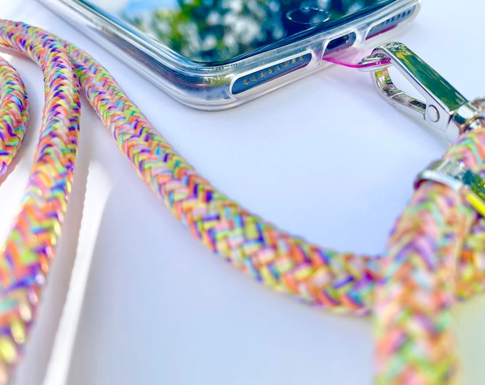 Colorful Confetti Phone Lanyard – Adjustable Crossbody Necklace