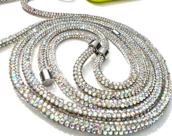 White Sparkling - Universal Cell Phone Lanyard With Adjustable Shoulder Strap, High Quality Crossbody Phone Necklace
