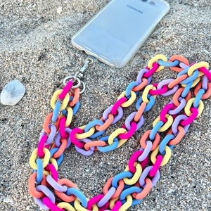Met rubber gecoate acryl telefoonriem - universeel voor alle iPhone-modellen, Android-telefoons en andere, hoge kwaliteit! Telefoonketting crossbody