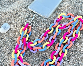 Sangle pour téléphone en acrylique avec revêtement en caoutchouc - Universelle pour tous les modèles d'iPhone, téléphones Android et autres, de haute qualité ! Collier bandoulière pour téléphone