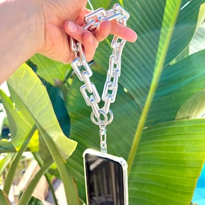 Zilveren telefoonketting - schoudertasje of Crossbody telefoonketting schakelketting