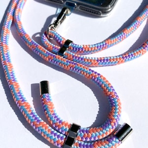Universal Cell Phone Lanyard With Adjustable Shoulder Strap, Phone Lanyard, Case Holder, High Quality, Multiple Use - Apricot/Blue/Purple -