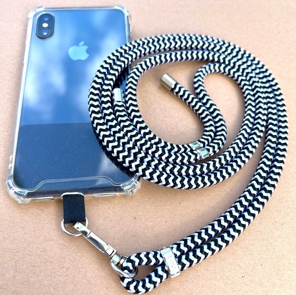 Cordino Tracolla Per Telefono Icycay | Design Marmo Nero Regolabile E Antifurto