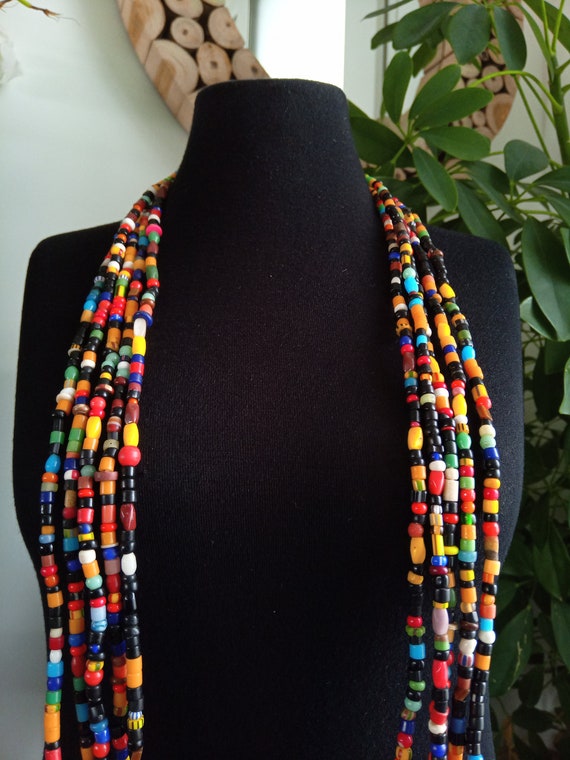 Strand of Sand-cast Glass Beads from Ghana – Ade's Alake Gallery