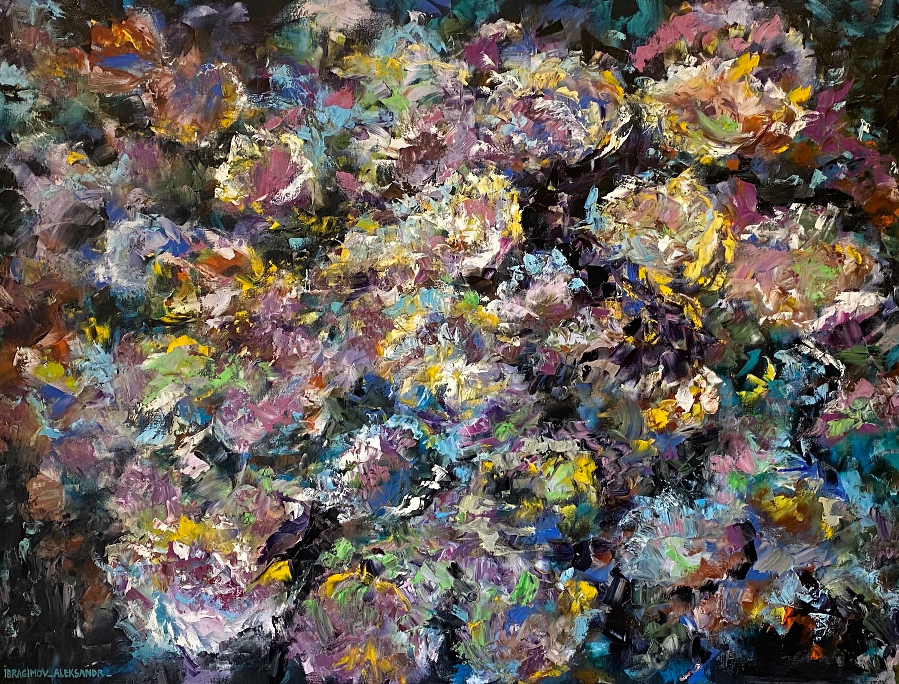 抽象的な花 - 大きなオリジナルアート - 油絵 - Etsy 日本