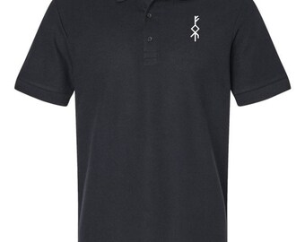 Herren-Poloshirt aus 100 % Baumwolle mit gesticktem Bindrune