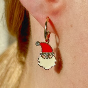 Beautiful Santa dangle earrings, Christmas earrings, unique gift with crystal, Christmas present, gift for her, unique festive jewellery