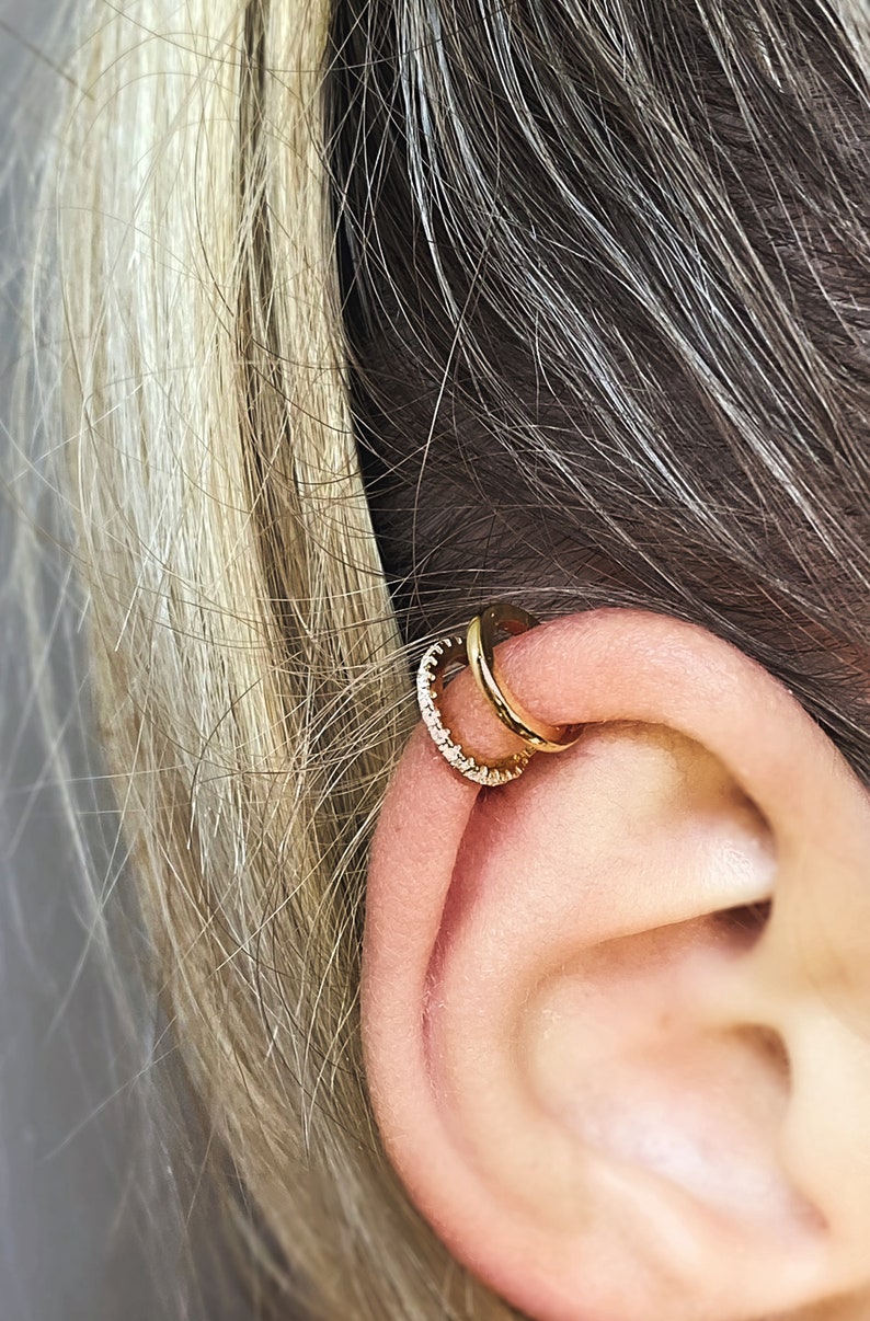 Minimalist, Non Pierced Ear Cuff Earring, Ear Clip Jewellery Gift, Christmas Present, Gift for her, Valentines, Mother day, double ear cuff 画像 4