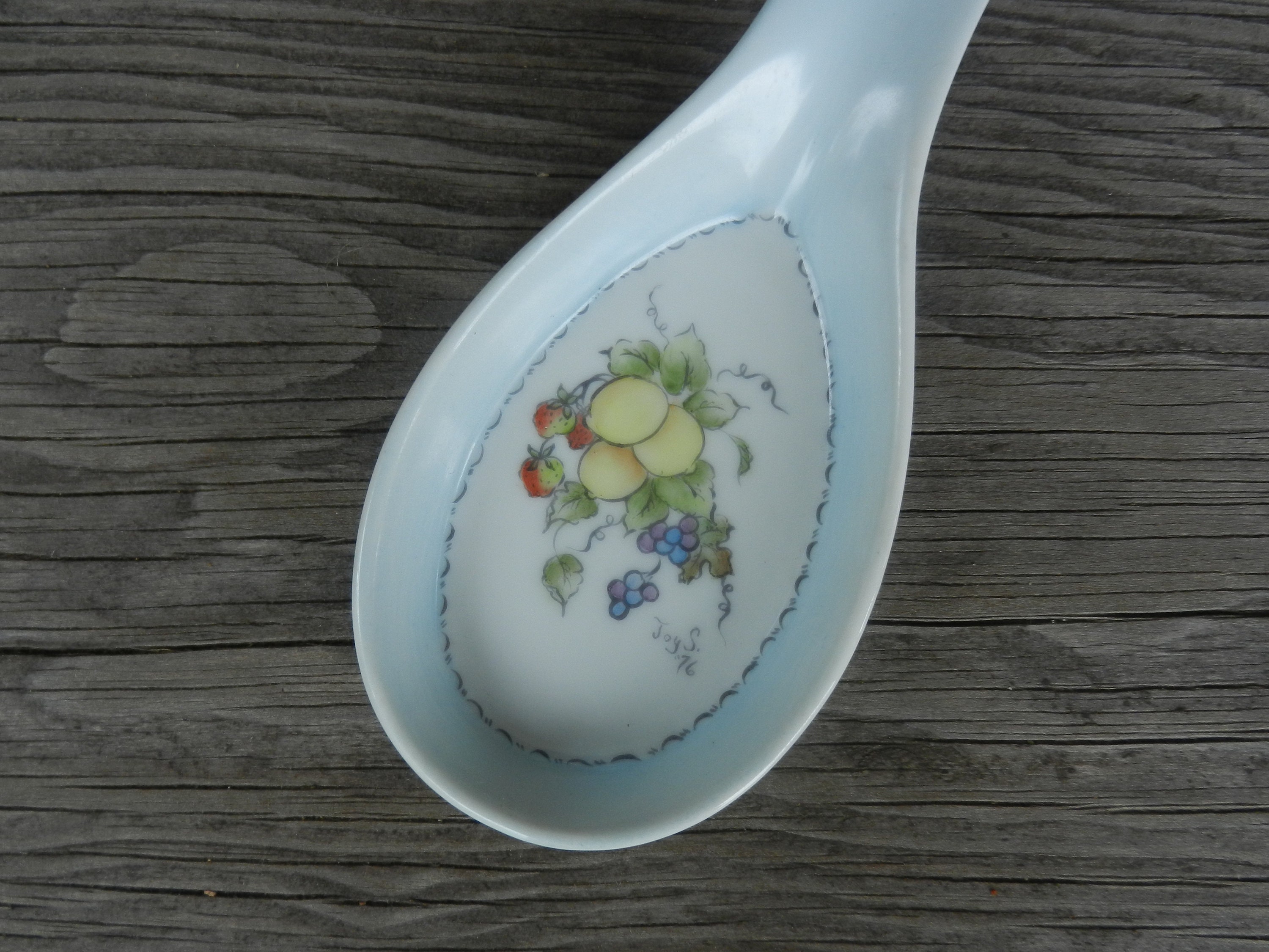 Vintage Spoon Rest Fruit Transfer Ware Design Light Blue Etsy