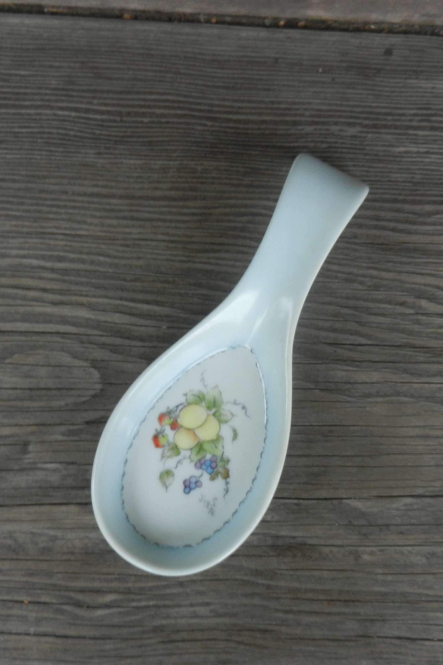 Vintage Spoon Rest Fruit Transfer Ware Design Light Blue Etsy