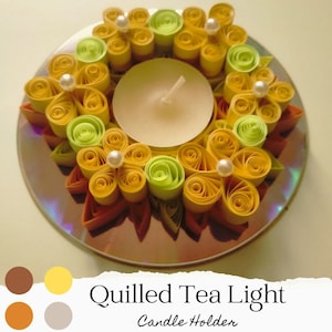 Quilled Tea Light Candle Holder, Paper Quilled Tealight Holder, Handcrafted Quill Candle Holder, Artistic Quilled Candle Holder