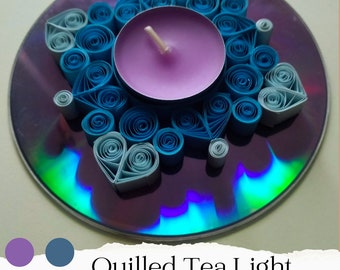 Quilled Tea Light Candle Holder, Paper Quilled Tealight Holder, Handcrafted Quill Candle Holder, Artistic Quilled Candle Holder