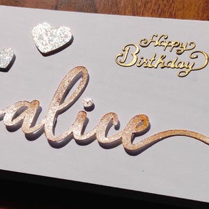 Gepersonaliseerde verjaardagskaarten A6, 3D-kaarten, handgemaakte cadeaukaarten, gelukkige verjaardag, afstuderen, naamkaartje, kaart voor haar, glitterkaart, 3D-kaart