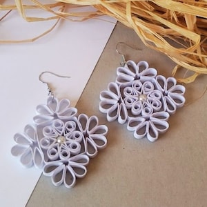 Pearl Accent Quilling Earrings, Quilling Art, Paper Quilling