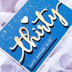 Personalisierte 30 Geburtstagskarte für Sie, Glitter 3D Design, Geburtstagskarte 30, Geburtstagskarte 30, 3D, Geburtstagskarten A6
